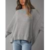 imagePRETTYGARDEN Womens 2024 Fall Oversized Crewneck Sweatshirts Casual Long Sleeve Pullover Waffle Knit Shirts TopLight Grey