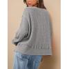 imagePRETTYGARDEN Womens 2024 Fall Oversized Crewneck Sweatshirts Casual Long Sleeve Pullover Waffle Knit Shirts TopLight Grey