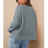 imagePRETTYGARDEN Womens 2024 Fall Oversized Crewneck Sweatshirts Casual Long Sleeve Pullover Waffle Knit Shirts TopLight Grey Blue