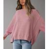 imagePRETTYGARDEN Womens 2024 Fall Oversized Crewneck Sweatshirts Casual Long Sleeve Pullover Waffle Knit Shirts TopPink