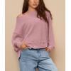 imagePRETTYGARDEN Womens 2024 Fall Oversized Crewneck Sweatshirts Casual Long Sleeve Pullover Waffle Knit Shirts TopPink