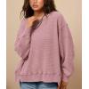 imagePRETTYGARDEN Womens 2024 Fall Oversized Crewneck Sweatshirts Casual Long Sleeve Pullover Waffle Knit Shirts TopPink