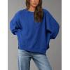 imagePRETTYGARDEN Womens 2024 Fall Oversized Crewneck Sweatshirts Casual Long Sleeve Pullover Waffle Knit Shirts TopRoyal Blue
