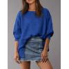 imagePRETTYGARDEN Womens 2024 Fall Oversized Crewneck Sweatshirts Casual Long Sleeve Pullover Waffle Knit Shirts TopRoyal Blue