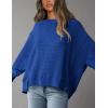 imagePRETTYGARDEN Womens 2024 Fall Oversized Crewneck Sweatshirts Casual Long Sleeve Pullover Waffle Knit Shirts TopRoyal Blue