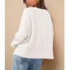 imagePRETTYGARDEN Womens 2024 Fall Oversized Crewneck Sweatshirts Casual Long Sleeve Pullover Waffle Knit Shirts TopWhite