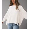 imagePRETTYGARDEN Womens 2024 Fall Oversized Crewneck Sweatshirts Casual Long Sleeve Pullover Waffle Knit Shirts TopWhite