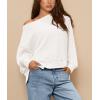 imagePRETTYGARDEN Womens 2024 Fall Oversized Crewneck Sweatshirts Casual Long Sleeve Pullover Waffle Knit Shirts TopWhite