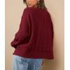 imagePRETTYGARDEN Womens 2024 Fall Oversized Crewneck Sweatshirts Casual Long Sleeve Pullover Waffle Knit Shirts TopWine Red