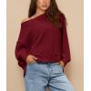 imagePRETTYGARDEN Womens 2024 Fall Oversized Crewneck Sweatshirts Casual Long Sleeve Pullover Waffle Knit Shirts TopWine Red