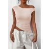 imagePRETTYGARDEN Womens 2024 Summer Off The Shoulder Crop Tops Sleeveless One Shoulder Ruched Asymmetrical Y2K Going Out Tank TopBeige