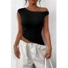 imagePRETTYGARDEN Womens 2024 Summer Off The Shoulder Crop Tops Sleeveless One Shoulder Ruched Asymmetrical Y2K Going Out Tank TopBlack
