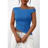 imagePRETTYGARDEN Womens 2024 Summer Off The Shoulder Crop Tops Sleeveless One Shoulder Ruched Asymmetrical Y2K Going Out Tank TopBlue