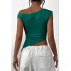 imagePRETTYGARDEN Womens 2024 Summer Off The Shoulder Crop Tops Sleeveless One Shoulder Ruched Asymmetrical Y2K Going Out Tank TopDark Green