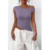 imagePRETTYGARDEN Womens 2024 Summer Off The Shoulder Crop Tops Sleeveless One Shoulder Ruched Asymmetrical Y2K Going Out Tank TopDusty Violet