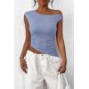 imagePRETTYGARDEN Womens 2024 Summer Off The Shoulder Crop Tops Sleeveless One Shoulder Ruched Asymmetrical Y2K Going Out Tank TopLight Blue