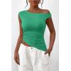 imagePRETTYGARDEN Womens 2024 Summer Off The Shoulder Crop Tops Sleeveless One Shoulder Ruched Asymmetrical Y2K Going Out Tank TopLight Green