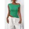 imagePRETTYGARDEN Womens 2024 Summer Off The Shoulder Crop Tops Sleeveless One Shoulder Ruched Asymmetrical Y2K Going Out Tank TopLight Green