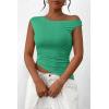 imagePRETTYGARDEN Womens 2024 Summer Off The Shoulder Crop Tops Sleeveless One Shoulder Ruched Asymmetrical Y2K Going Out Tank TopLight Green