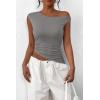 imagePRETTYGARDEN Womens 2024 Summer Off The Shoulder Crop Tops Sleeveless One Shoulder Ruched Asymmetrical Y2K Going Out Tank TopLight Grey