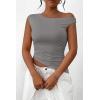 imagePRETTYGARDEN Womens 2024 Summer Off The Shoulder Crop Tops Sleeveless One Shoulder Ruched Asymmetrical Y2K Going Out Tank TopLight Grey