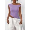imagePRETTYGARDEN Womens 2024 Summer Off The Shoulder Crop Tops Sleeveless One Shoulder Ruched Asymmetrical Y2K Going Out Tank TopLight Purple