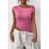 imagePRETTYGARDEN Womens 2024 Summer Off The Shoulder Crop Tops Sleeveless One Shoulder Ruched Asymmetrical Y2K Going Out Tank TopPink