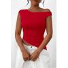 imagePRETTYGARDEN Womens 2024 Summer Off The Shoulder Crop Tops Sleeveless One Shoulder Ruched Asymmetrical Y2K Going Out Tank TopRed