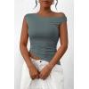 imagePRETTYGARDEN Womens 2024 Summer Off The Shoulder Crop Tops Sleeveless One Shoulder Ruched Asymmetrical Y2K Going Out Tank TopSage Green