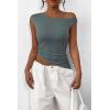 imagePRETTYGARDEN Womens 2024 Summer Off The Shoulder Crop Tops Sleeveless One Shoulder Ruched Asymmetrical Y2K Going Out Tank TopSage Green