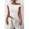 imagePRETTYGARDEN Womens 2024 Summer Off The Shoulder Crop Tops Sleeveless One Shoulder Ruched Asymmetrical Y2K Going Out Tank TopWhite