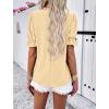imagePRETTYGARDEN Womens 2024 Summer Tops Casual Crewneck Ruffle Short Sleeve Eyelet Babydoll Blouse ShirtsApricot