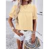 imagePRETTYGARDEN Womens 2024 Summer Tops Casual Crewneck Ruffle Short Sleeve Eyelet Babydoll Blouse ShirtsApricot