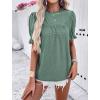 imagePRETTYGARDEN Womens 2024 Summer Tops Casual Crewneck Ruffle Short Sleeve Eyelet Babydoll Blouse ShirtsBean Green
