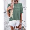 imagePRETTYGARDEN Womens 2024 Summer Tops Casual Crewneck Ruffle Short Sleeve Eyelet Babydoll Blouse ShirtsBean Green