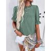 imagePRETTYGARDEN Womens 2024 Summer Tops Casual Crewneck Ruffle Short Sleeve Eyelet Babydoll Blouse ShirtsBean Green