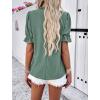imagePRETTYGARDEN Womens 2024 Summer Tops Casual Crewneck Ruffle Short Sleeve Eyelet Babydoll Blouse ShirtsBean Green
