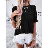 imagePRETTYGARDEN Womens 2024 Summer Tops Casual Crewneck Ruffle Short Sleeve Eyelet Babydoll Blouse ShirtsBlack
