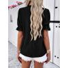 imagePRETTYGARDEN Womens 2024 Summer Tops Casual Crewneck Ruffle Short Sleeve Eyelet Babydoll Blouse ShirtsBlack