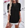 imagePRETTYGARDEN Womens 2024 Summer Tops Casual Crewneck Ruffle Short Sleeve Eyelet Babydoll Blouse ShirtsBlack