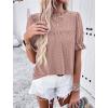 imagePRETTYGARDEN Womens 2024 Summer Tops Casual Crewneck Ruffle Short Sleeve Eyelet Babydoll Blouse ShirtsDusty Pink