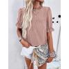 imagePRETTYGARDEN Womens 2024 Summer Tops Casual Crewneck Ruffle Short Sleeve Eyelet Babydoll Blouse ShirtsDusty Pink