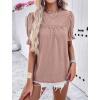 imagePRETTYGARDEN Womens 2024 Summer Tops Casual Crewneck Ruffle Short Sleeve Eyelet Babydoll Blouse ShirtsDusty Pink