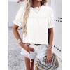 imagePRETTYGARDEN Womens 2024 Summer Tops Casual Crewneck Ruffle Short Sleeve Eyelet Babydoll Blouse ShirtsWhite
