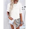 imagePRETTYGARDEN Womens 2024 Summer Tops Casual Crewneck Ruffle Short Sleeve Eyelet Babydoll Blouse ShirtsWhite
