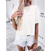imagePRETTYGARDEN Womens 2024 Summer Tops Casual Crewneck Ruffle Short Sleeve Eyelet Babydoll Blouse ShirtsWhite