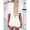 imagePRETTYGARDEN Womens 2024 Summer Tops Casual Crewneck Ruffle Short Sleeve Eyelet Babydoll Blouse ShirtsWhite