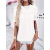 imagePRETTYGARDEN Womens 2024 Summer Tops Casual Crewneck Ruffle Short Sleeve Eyelet Babydoll Blouse ShirtsWhite