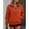 imagePRETTYGARDEN Womens Half Zip Sweatshirts Hoodies 2024 Trendy Long Sleeve Pullover Tops Fall Winter Outfits with PocketsBrick Red