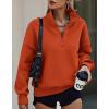 imagePRETTYGARDEN Womens Half Zip Sweatshirts Hoodies 2024 Trendy Long Sleeve Pullover Tops Fall Winter Outfits with PocketsBrick Red